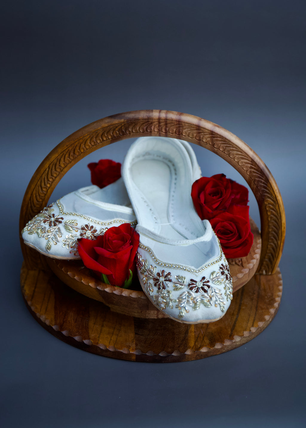 NEW Umrao Jaan White Velvet Khussa