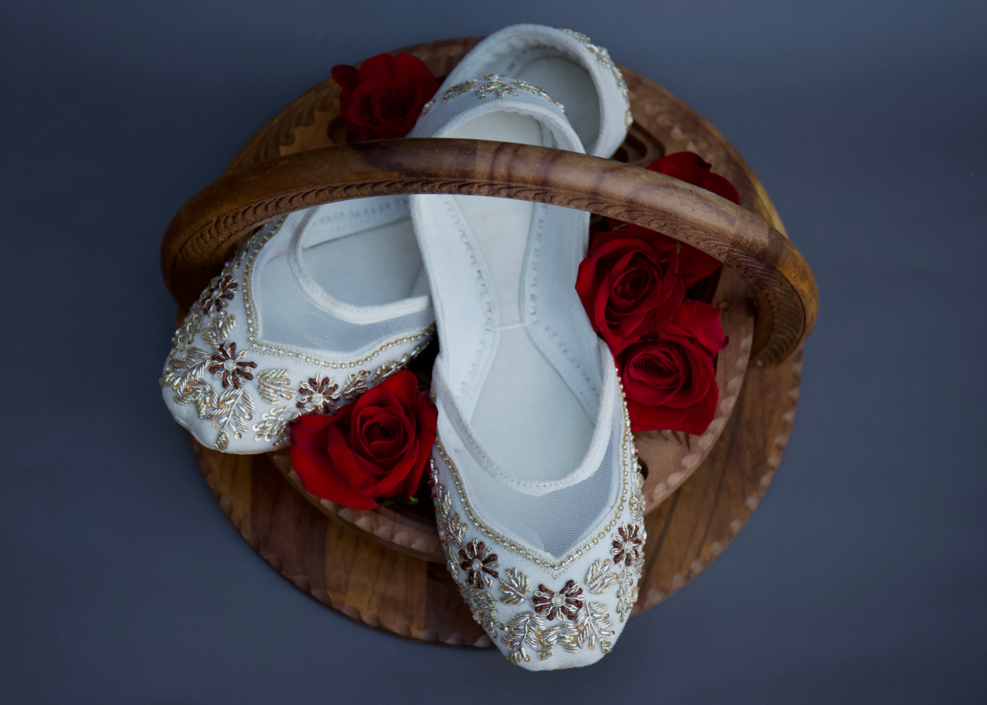 NEW Umrao Jaan White Velvet Khussa