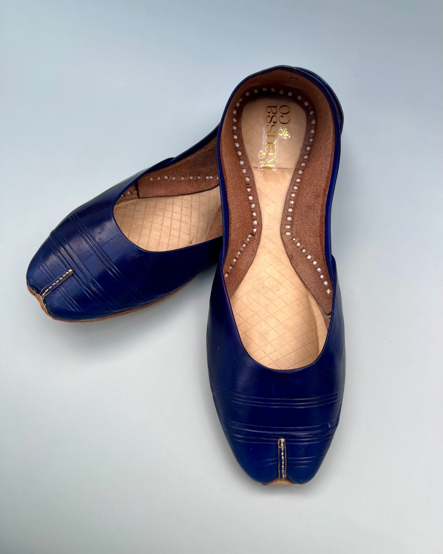 Navy Leather Khussa